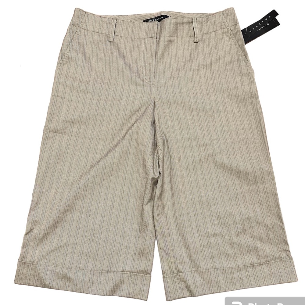 CITY Unltd. NWT Vintage Tan & Brown Striped Gaucho Pants SZ 10
